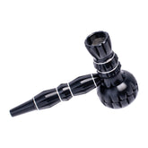 ALUMINUM RIBBED SMOKING PIPE WITH GRINDER - Discreet Smoker
